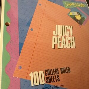 Vtg 1988 Mead JUICY PEACH Super Shades Notebook Paper 100 Clg Rule Sheets 11x8.5